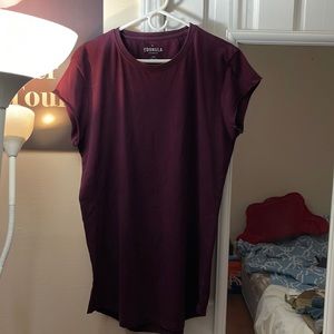 Young L.A.  Cap Sleeve Shirt 2.0 in Plum - Large - Curved Hem